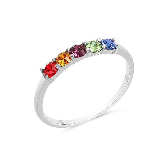 Ring Rhodiniert - Regenbogen Kristalle